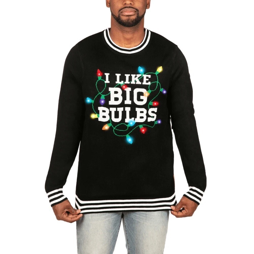 Tipsy Elves Ugly Christmas Sweater I Like Big Bulbs Light Up XXL